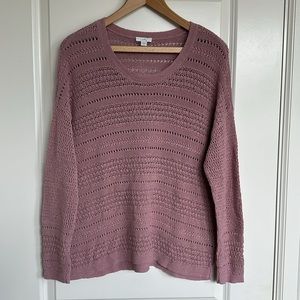 NWOT J.Jill Sweater sz Medium Petit Womens Crochet Cotton Pull Over Long Sleeve